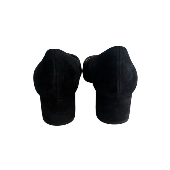 NEW The SELLER Block Heel Pump •37.5/. 7• Navy Suede Round Toe Heel Shoes ITALY - Picture 5 of 8